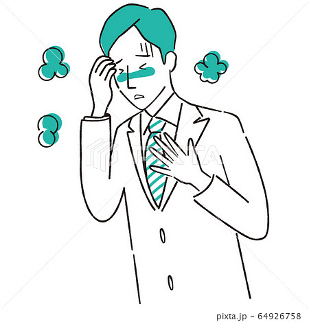 手描き1color スーツの男性 発熱 手描き1color スーツの男性 発熱 64926758