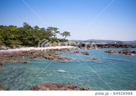 鹿児島県いちき串木野市の長崎鼻公園 透き通った海 鹿児島県いちき串木野市の長崎鼻公園 透き通った海 64926988