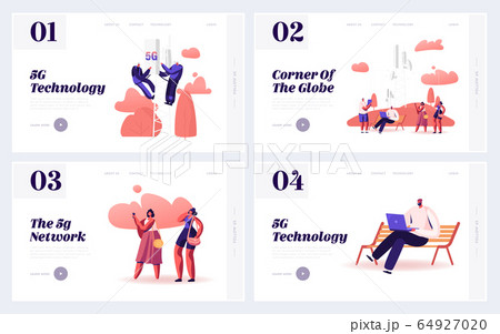 5g Networks Global Technologies Website Landing Page. People Using New Generation of Connection for Gadgets 5g Networks Global Technologies Website Landing Page. People Using New Generation of Connection for Gadgets 64927020