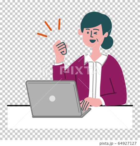 Female housewife computer guts pose 64927127