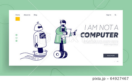 Ai Artificial Intelligence. Futuristic Technologies, Automation Landing Page. Robots Help Human Working in Office Ai Artificial Intelligence. Futuristic Technologies, Automation Landing Page. Robots Help Human Working in Office 64927467