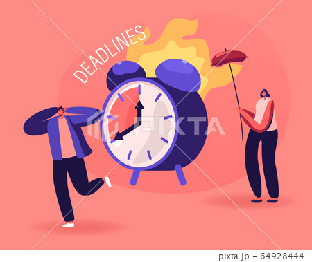 Positive Negative Thinking Concept. Frustrated Business Man Suffering of Deadline, Smiling Woman Getting Benefit 64928444