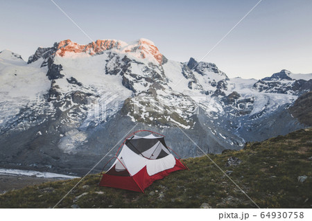 Tent by Gorner Glacier in Valais, Switzerland 64930758
