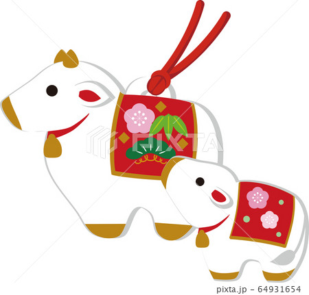 21年 年賀状 丑年 土鈴 牛 子牛 イラスト素材のイラスト素材