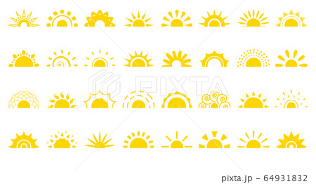Sun flat icon logo sunrise summer web vector set 64931832