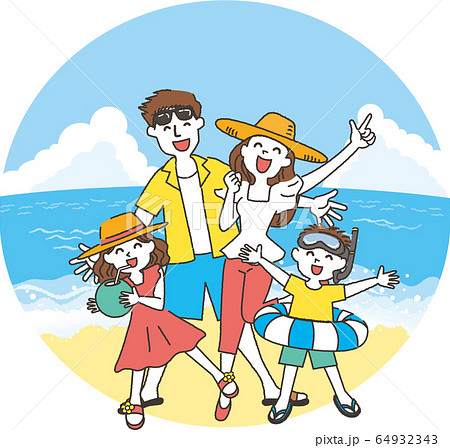 夏_海_家族_色シンプル 64932343