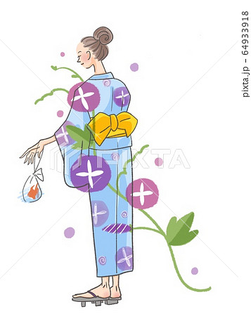 女性 朝顔 浴衣 女性 朝顔 浴衣 64933918