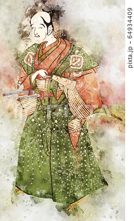 浮世絵　武士　その8　水彩バージョン 64934409