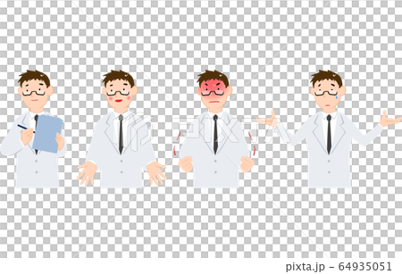 Men's emotions set in white coat Men's emotions set in white coat 64935051