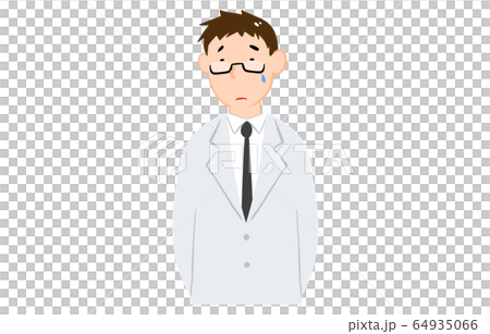 Illustration of a drowning man in a white coat Illustration of a drowning man in a white coat 64935066