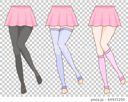 着圧ソックス長さ別比較 スカート有り 着圧ソックス長さ別比較 スカート有り 64935200