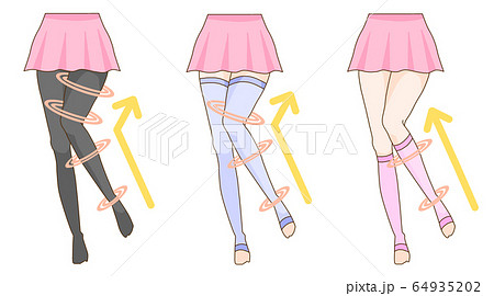 着圧ソックス 着圧効果のイメージ スカート有り 着圧ソックス 着圧効果のイメージ スカート有り 64935202