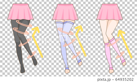 着圧ソックス 着圧効果のイメージ スカート有り 着圧ソックス 着圧効果のイメージ スカート有り 64935202