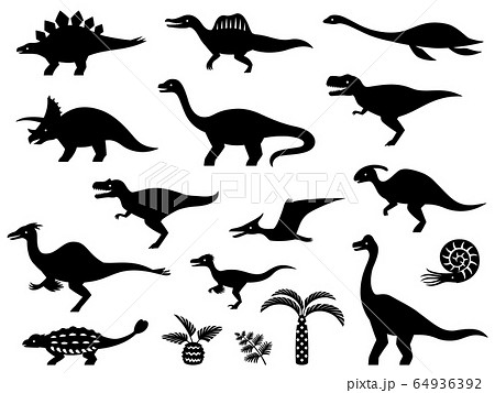 恐竜のシルエットイラストセットのイラスト素材
