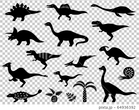 Dinosaur Silhouette Illustration Set Stock Illustration