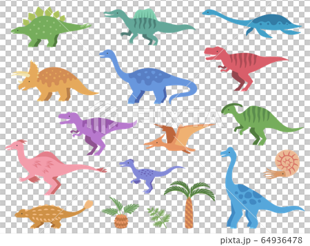 恐竜のイラストアイコンセットのイラスト素材