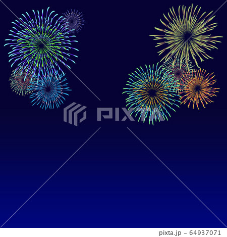 背景 花火 はなび 打上花火 夜空 夏 祭り 夜景 Fireworks Material のイラスト素材