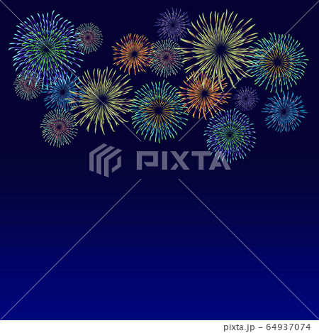 背景 花火 はなび 打上花火 夜空 夏 祭り 夜景 Fireworks Material のイラスト素材