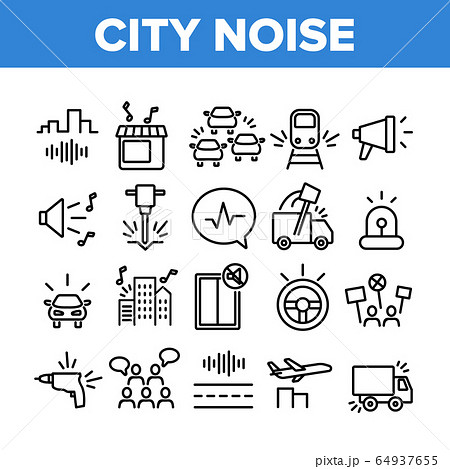 City Noise And Sounds Collection Icons Set Vector 64937655