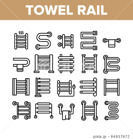 Heated Towel Rail Collection Icons Set Vector 64937672