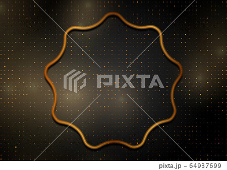 Abstract black tech background with golden wavy 64937699