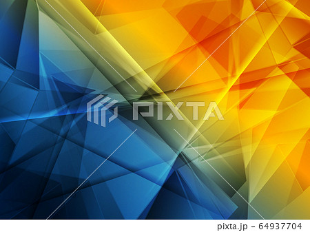 Glossy blue orange abstract low poly technology 64937704