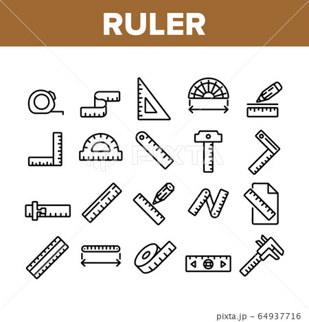 Ruler Measuring Tool Collection Icons Set Vector 64937716