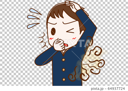 一名男學生擔心自己的腋窩 一名男學生擔心自己的腋窩 64937724