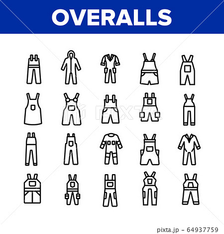 Overalls Worker Protect Clothes Icons Set Vector Overalls Worker Protect Clothes Icons Set Vector 64937759