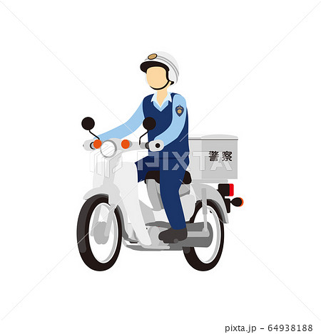オートバイ バイク 警察 警官 警察官 パトロールのイラスト素材