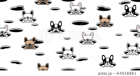 Dog Seamless Pattern French Bulldog Hole Hide のイラスト素材