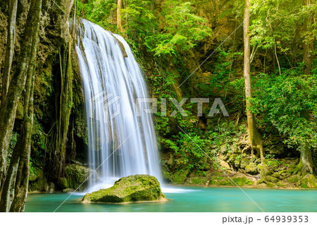Waterfall cliff level 3, Erawan National Park, 64939353