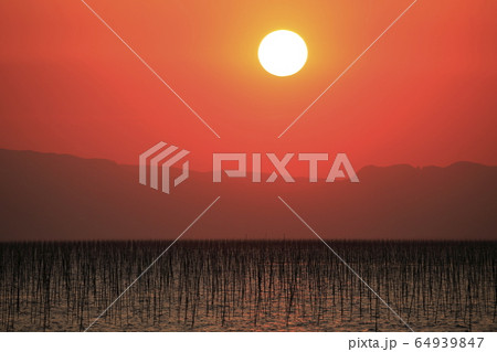 大牟田市　三池港　夕景、 64939847