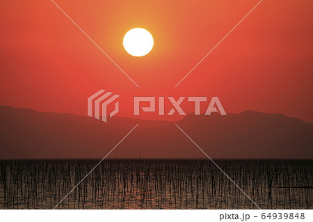 大牟田市　三池港　夕景、 64939848