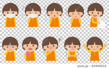 手洗いうがい女の子 64940018