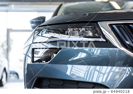 Сar Headlights, Close up, Blue colour 64940218