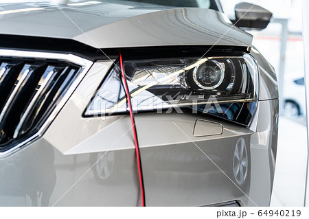 Сar Headlights, Close up, Grey colour 64940219