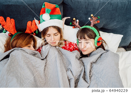 Gorgeous Female Models Sleeping After Pajamas Party Gorgeous Female Models Sleeping After Pajamas Party 64940229