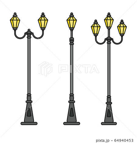 Streetlight Vintage Lamps With Turned On Light のイラスト素材