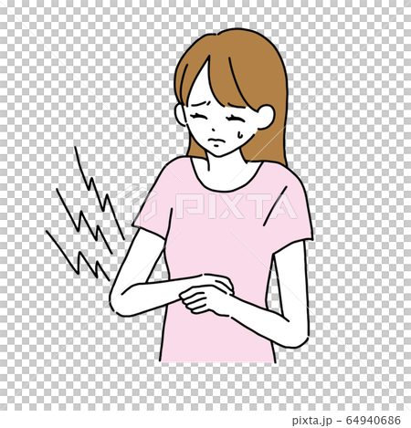 腹痛　女性　イラスト 64940686
