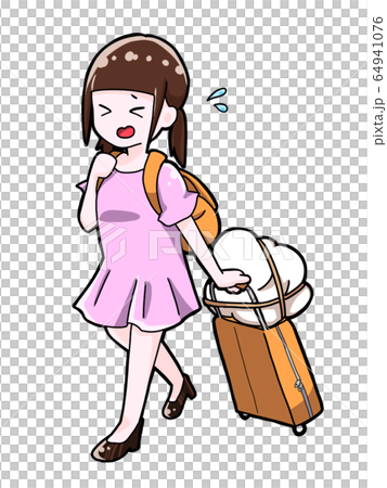 荷物が多くて大変な女の子 くっきり 64941076