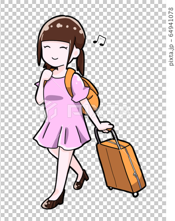 旅行が楽しみな女の子 くっきりのイラスト素材