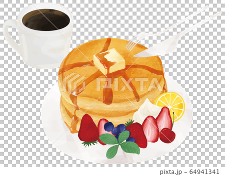 コーヒー パンケーキ 手描き ベクター コーヒー パンケーキ 手描き ベクター 64941341