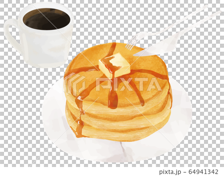 コーヒー パンケーキ 手描き ベクターのイラスト素材