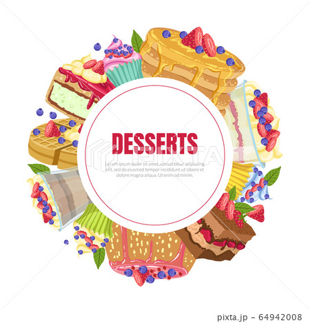 Desserts Banner Template, Bakery Shop, Cafe, Confectionery Design Element Vector Illustrationon 64942008