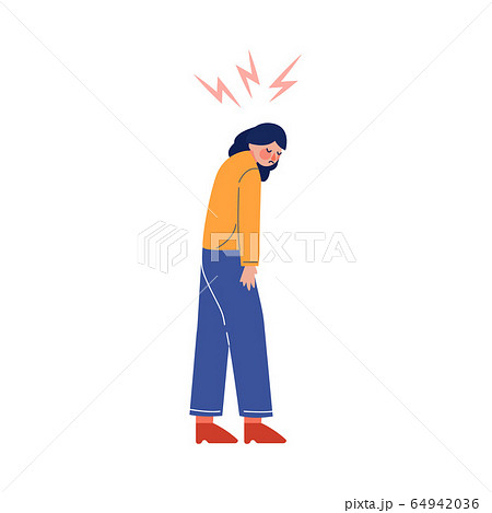 Sad Unhappy Girl in Casual Clothing with Lightning over Her Head Vector Illustration Sad Unhappy Girl in Casual Clothing with Lightning over Her Head Vector Illustration 64942036