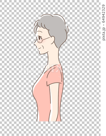 笑顔な女性の横顔 笑顔な女性の横顔 64942329