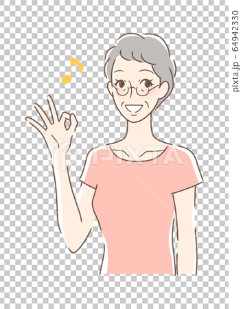 笑顔でOKサインを出す女性 笑顔でOKサインを出す女性 64942330