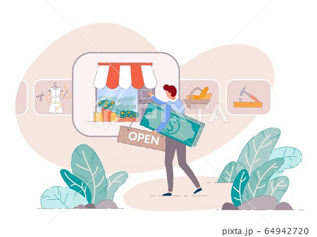 Small business owner open shop 64942720