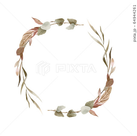 Hand painted Watercolor floral wreath - beautiful boho style. Hand painted Watercolor floral wreath - beautiful boho style. 64944261